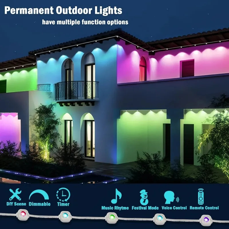 MIMIRGB Eaves Lights Permanent Outdoor LED Light String Strip APP Smart DlY Auto Scene Lighting Effects Christmas Holidays Decor