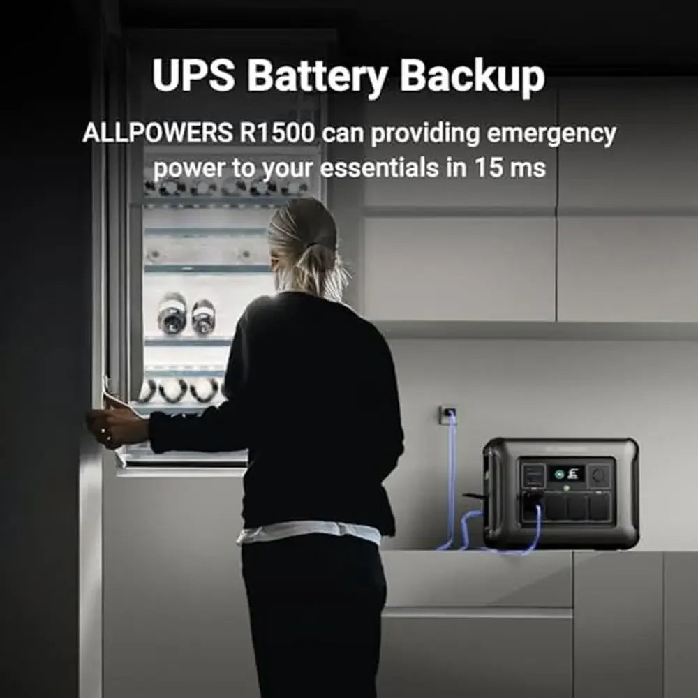 Portable Power Station 1152Wh LiFePO4 Battery Solar Generator Camping RV Home Party UPS Backup Eco Mode Low Noise 10 Year Life