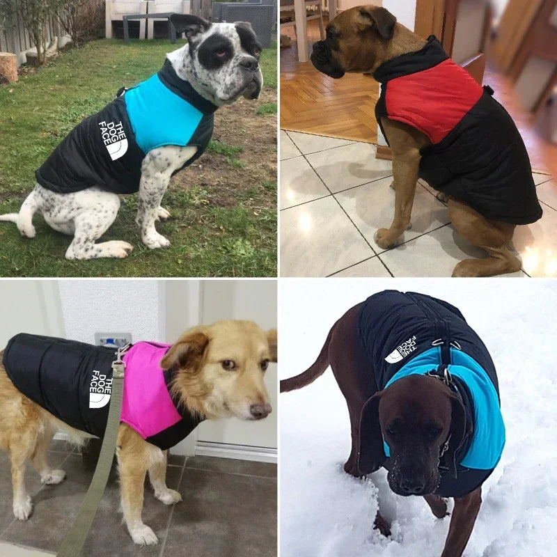 Waterproof Winter Dog Jacket. Warm Padded Pet Coat with Zipper Vest