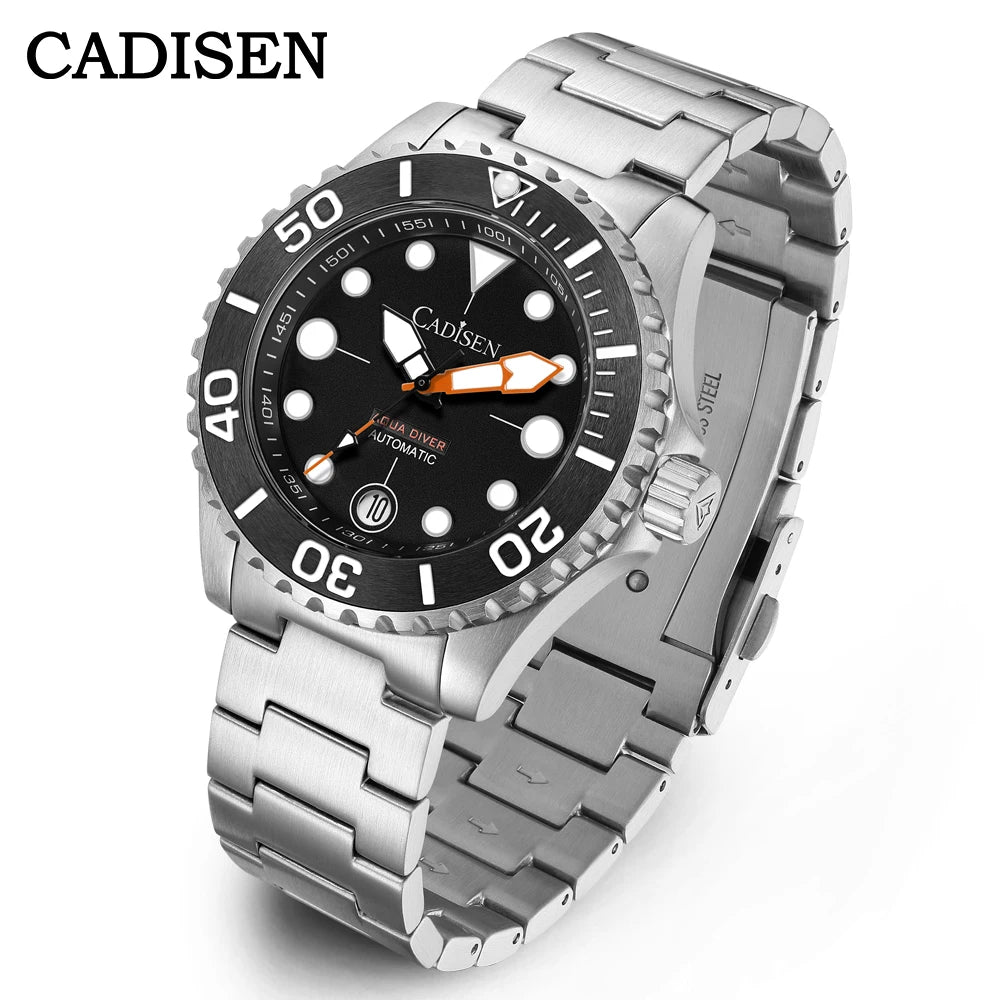 CADISEN AQUA DIVER New Brand Luxury Men Watches Automatic Watch Japan TMI NH35A 100M Waterproof Luminous Mechanical Wristwatch
