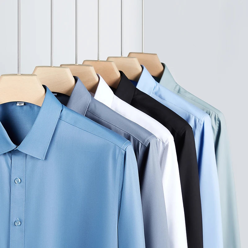 Men’s Business Casual Long Sleeve Shirt.  Wrinkle Resistant Solid Color Button Down