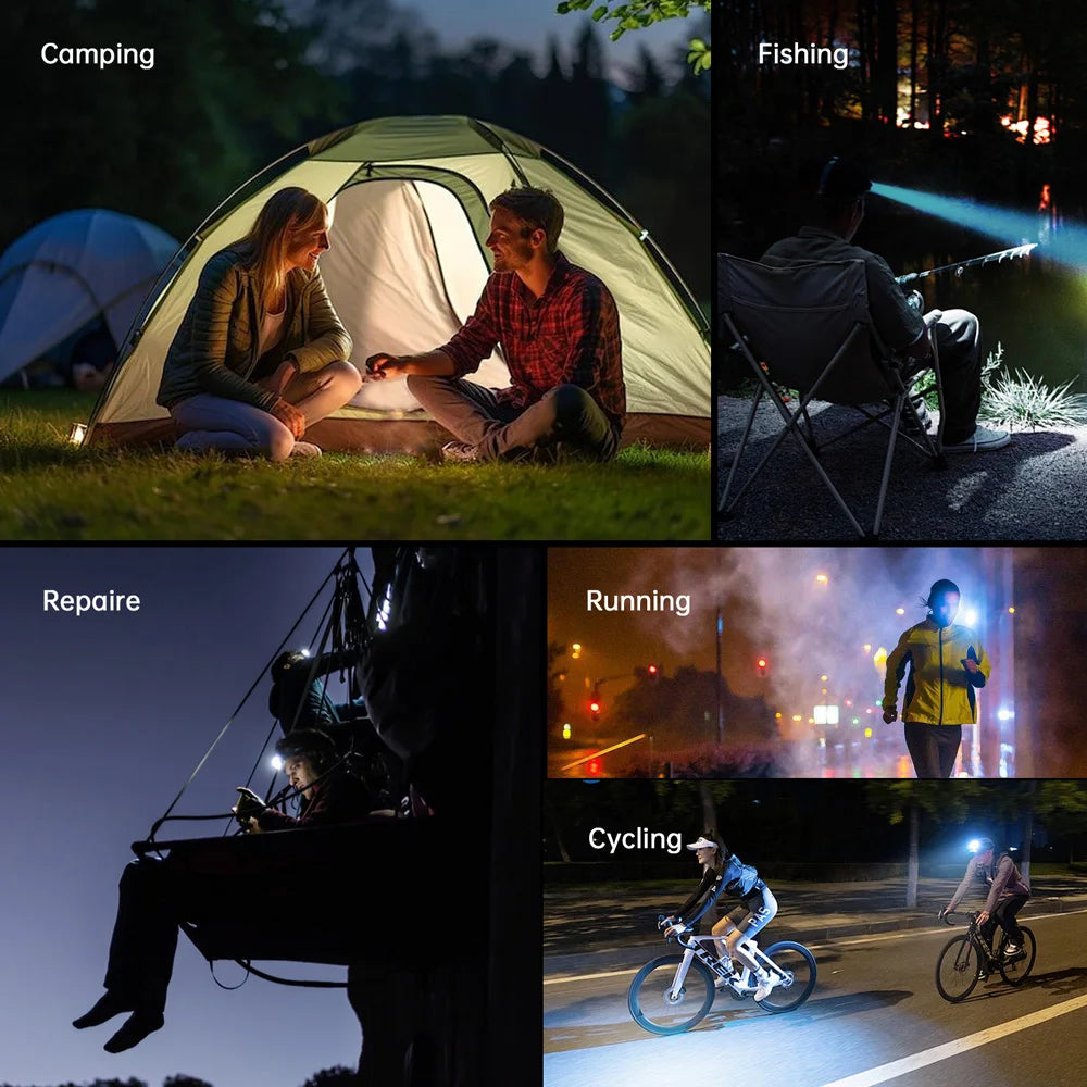 Rechargeable LED Headlamp with Red Light Mode – USB-C Headlamp for Camping, Hiking, Running & Emergency Use