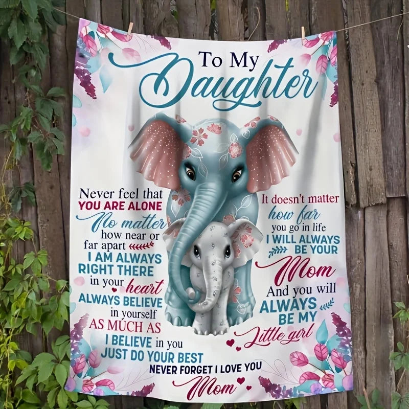 My Daughter Elephant Love Flannel Blanket