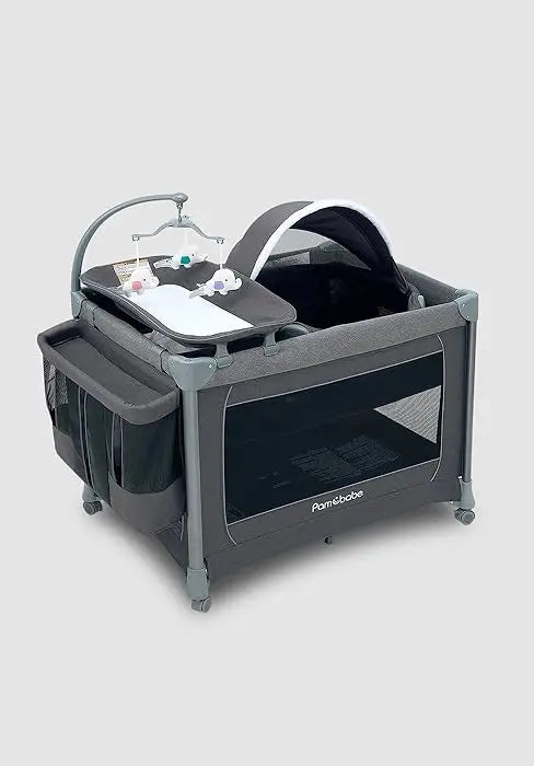 Magic Fold Playpen Portable Cribs Foldable Playpen Baby Playard One-Hand Folding Playards Diaper Changer and Storage S
