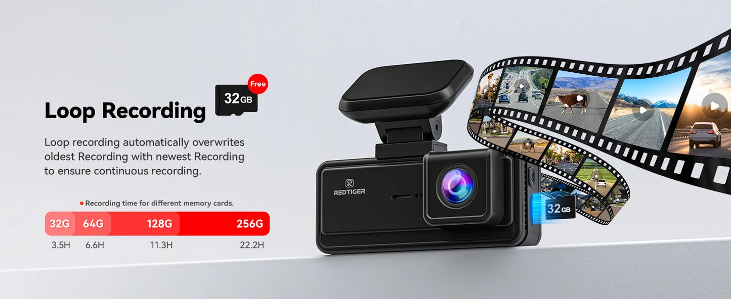 REDTIGER F8  4K+1080P 5.8G WiFi Dash Cam Front and Rear GPS Dash Camera for Cars Front Night Vision Car DVR Car Dash Camera