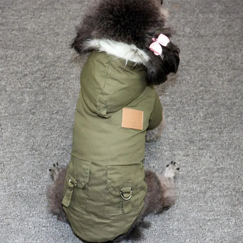 Luxury Winter Dog Parka . Thick Warm Hooded Pet Coat Jacket