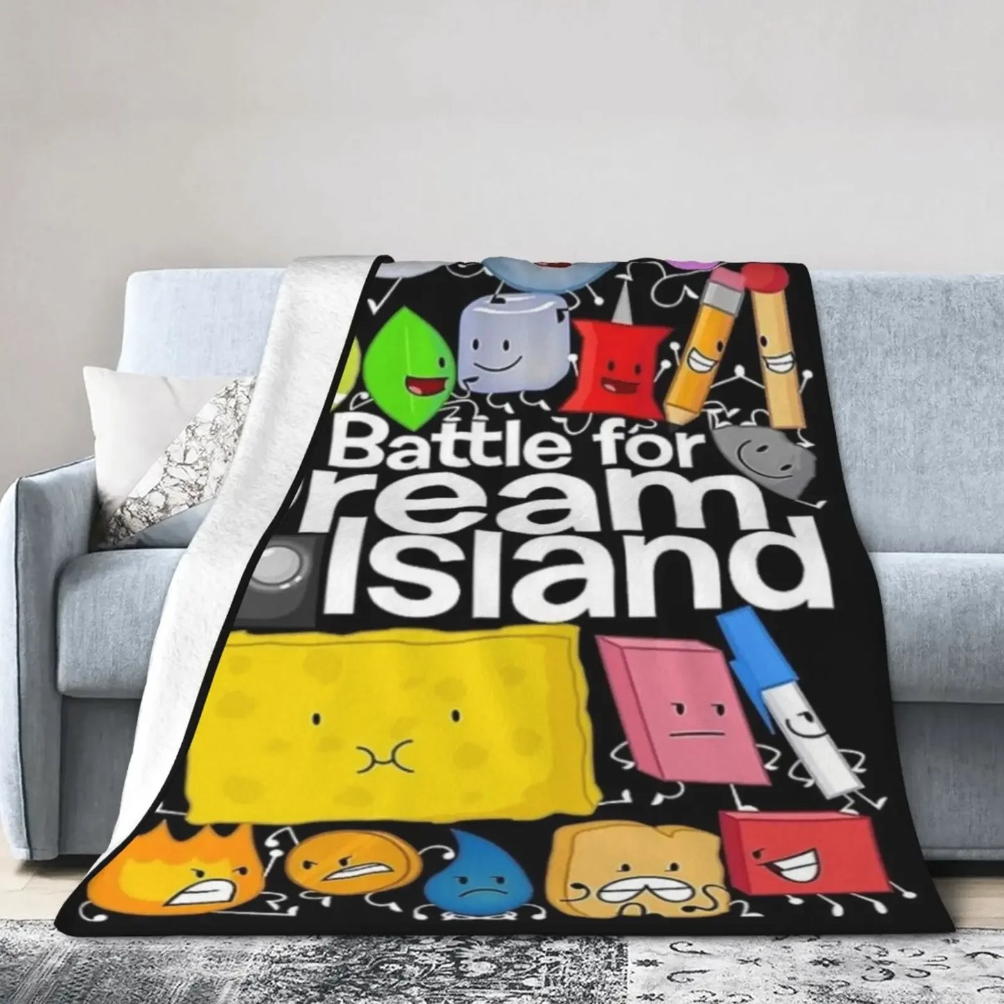 Funny BFDI Ultra-Soft Flannel Blanket For Couch Sofa, Anime Characters Lightweight Throw Blanket For Living Room,All Seasons