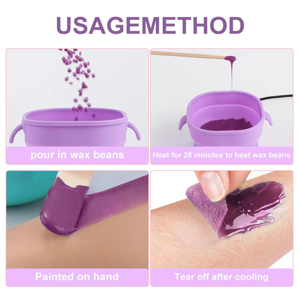 Silicone Wax Warmer Foldable Wax Heater 100W Electric Hot Wax Warmer Machine 400ml Hair Removal Wax Machine for Hair Removal