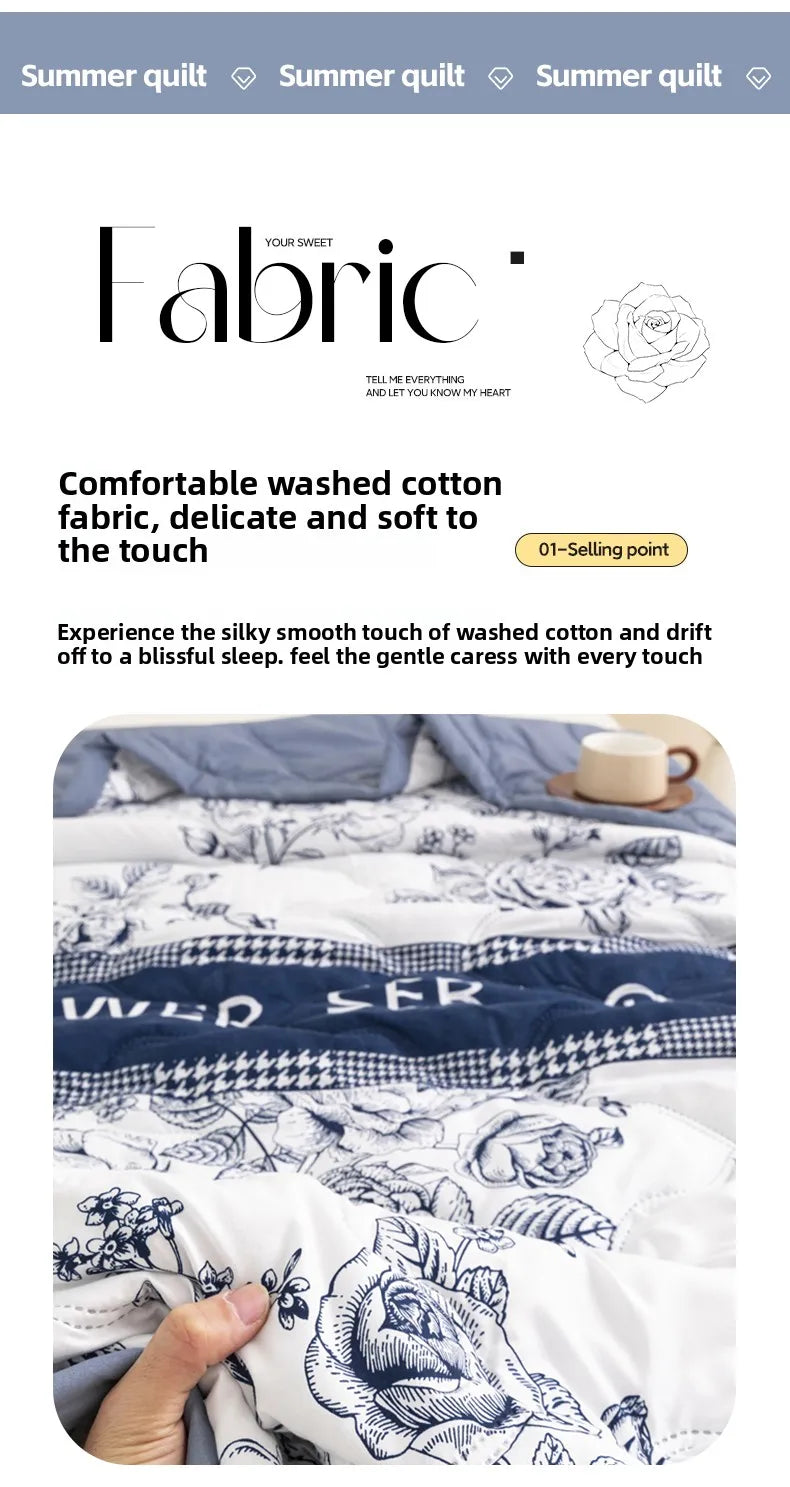 Floral Style Duvet Summer Thin Quilt Skin-friendly Bedspread Air Conditioning Blanket edredones Adults Kids Room Comforter Quilt