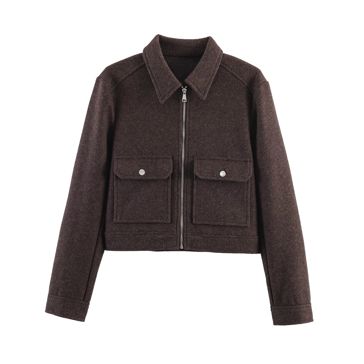 Women's Corduroy Zip-Up Jacket – Casual Long Sleeve Winter Coat with Stand Collar