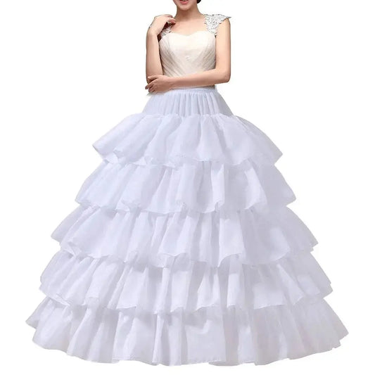 Full Shape Hoop Skirt 5 Ruffles Layers Ball Gown Petticoat Underskirt Slip for Wedding Dress Adjustable Waist