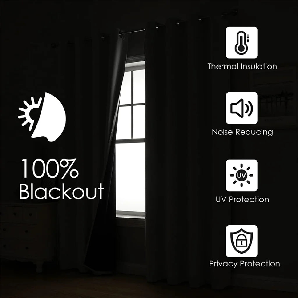 4-Panel Blackout Curtains | Thermal Insulated Noise-Reducing Window Set