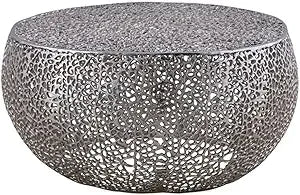 Round Coffee Table Made with Aluminum in Gold Color