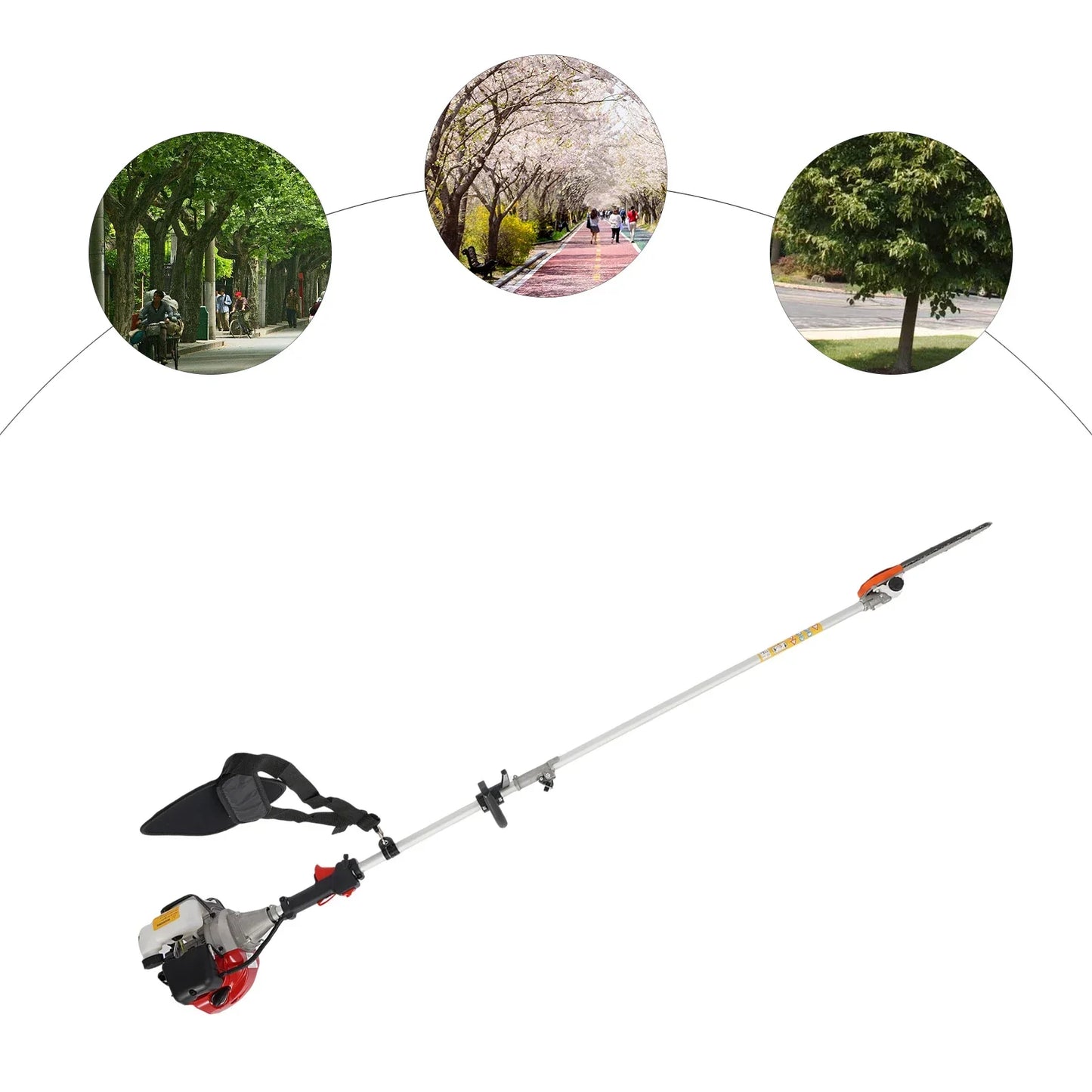 Pole Saw, 16-FT Height Reachable Powerful Gas Pole Chainsaw 43CC 2-Cycle Cordless Extension  for Tree Prun& Maintenance