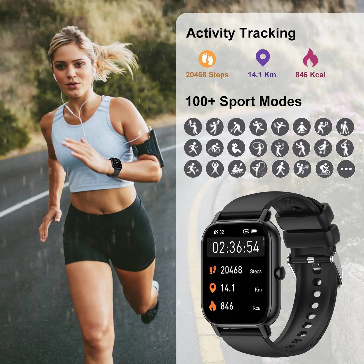 Premium Bluetooth Smart Watch with Fitness Tracker, Calls & Health Monitoring
