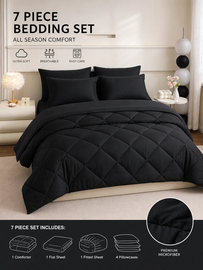 Luxury 5 Piece / 7 Piece Comforter Bedding Set.  Soft Modern Home Décor Collection