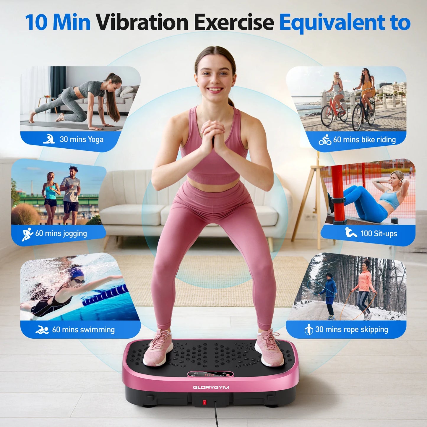 Magnetic Vibration Plate Exercise Machine. 120-Level Full Body Fitness Platform with Resistance Bands