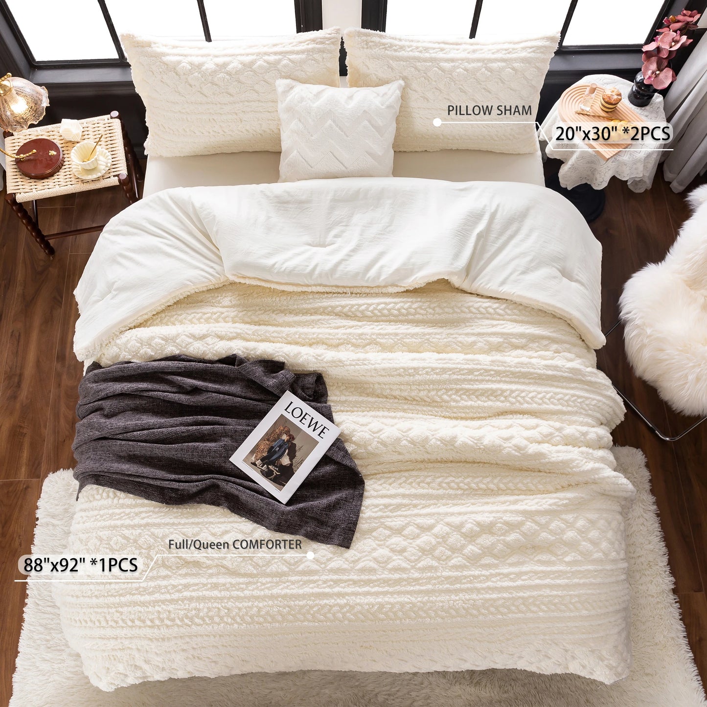 Luxury Plush Sherpa Comforter Set . Ultra Soft Cozy Fluffy Bedding Set