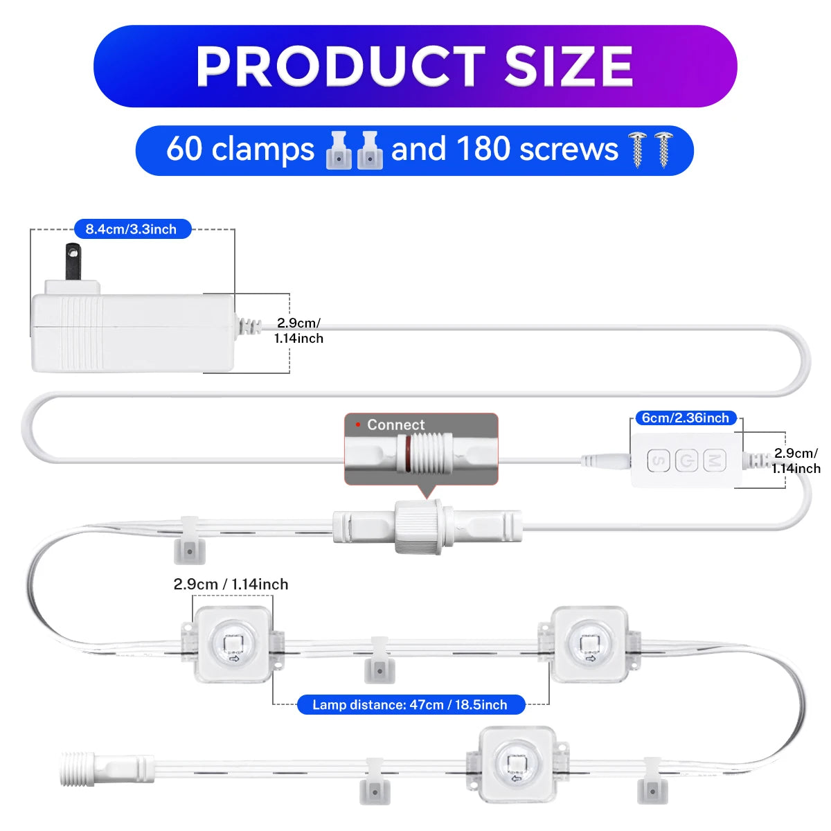 Permanent Outdoor Lights, Smart RGB Northern Lights , 100ft with 60 LED Eaves Lights IP68 Waterproof for Christmas Party Holiday
