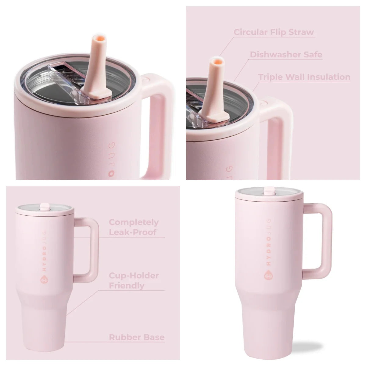 40 oz Insulated Travel Tumbler with Handle & Flip Straw .Leakproof Water Bottle for Travel, Work & Fitness