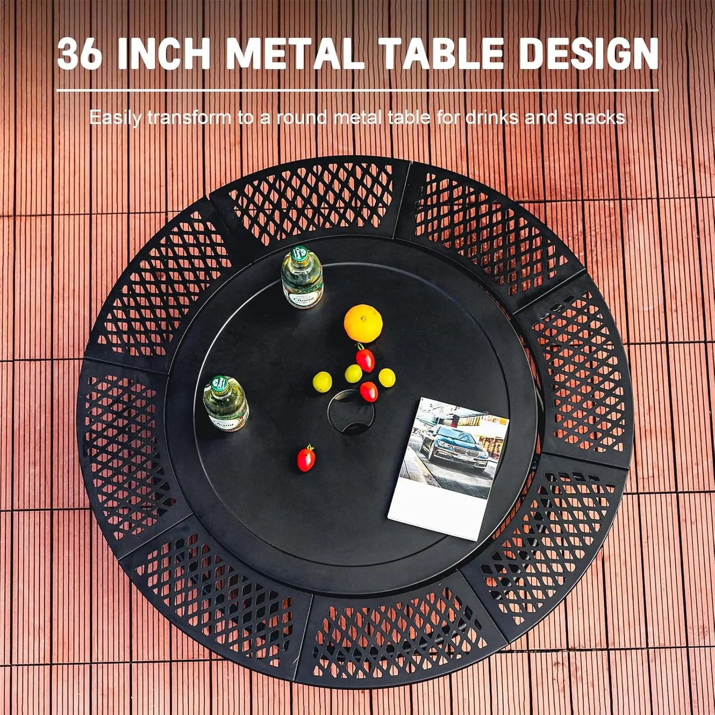 36” Outdoor Fire Pit with Dual Cooking Grills – Wood Burning Backyard & Camping Fire Pit