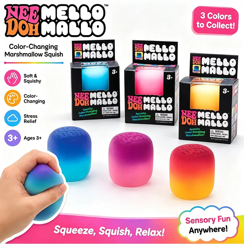 1–3 Piece Color-Changing Squishy Marshmallow Stress Ball.  Soft Sensory Fidget Toy for Kids & Adults