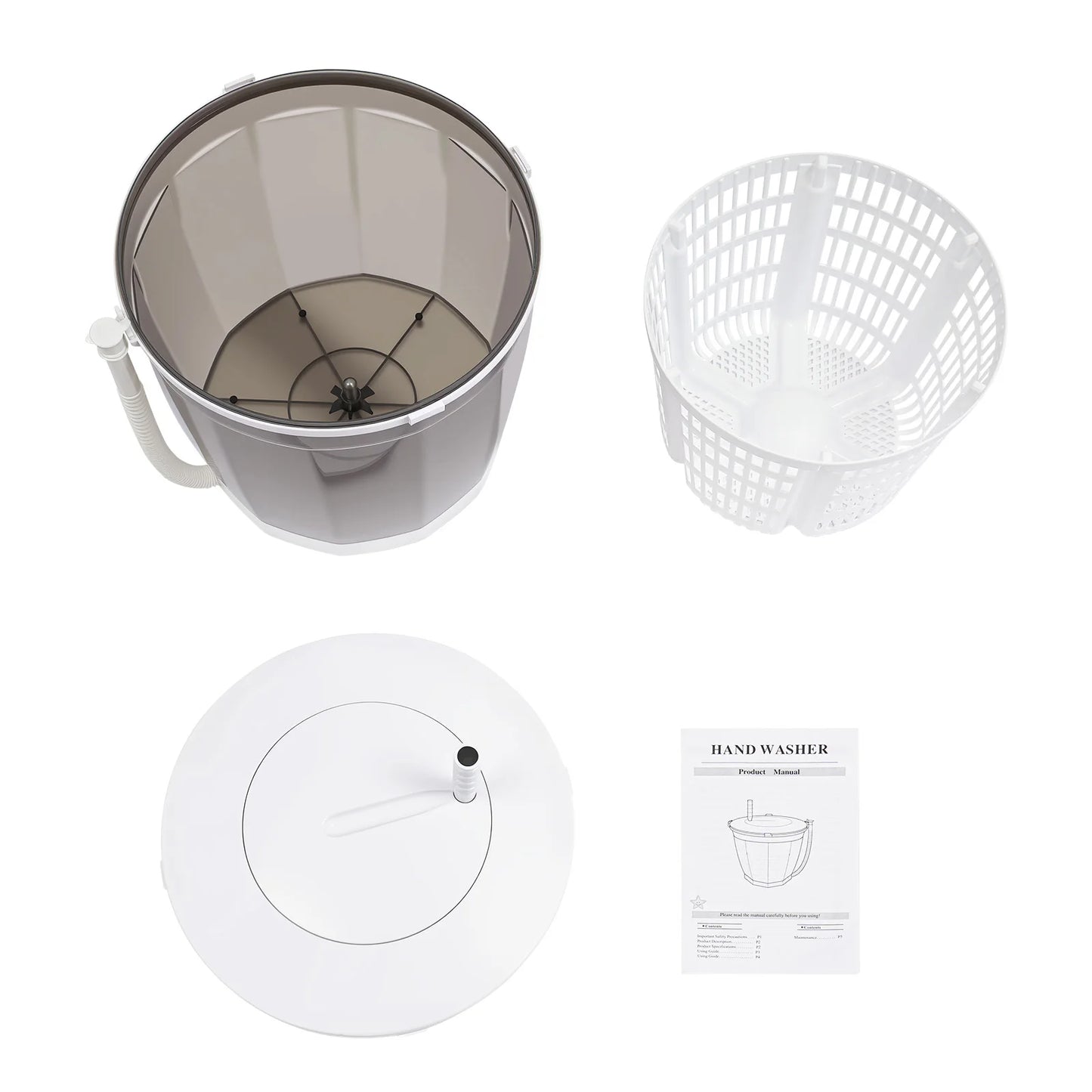 Non-Electric Manual Mini Washing Machine – Portable Hand-Crank Washer & Spin Dryer for Underwear, Socks & Baby Clothes