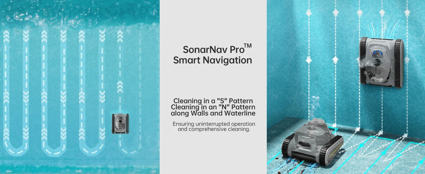 Cordless Automatic Robotic Pool Cleaner | Smart Wall Climbing Pool Vacuum