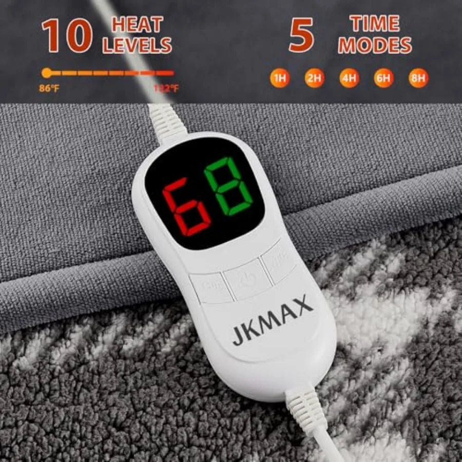 Luxury Electric Heated Blanket. Ultra Soft Warming Throw with Adjustable Heat Settings