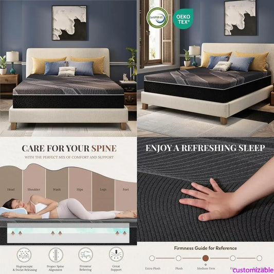 "12 inch king size bamboo-infused memory foam mattress: cooling, pressure-relieving, and american-made bed-in-a-box"