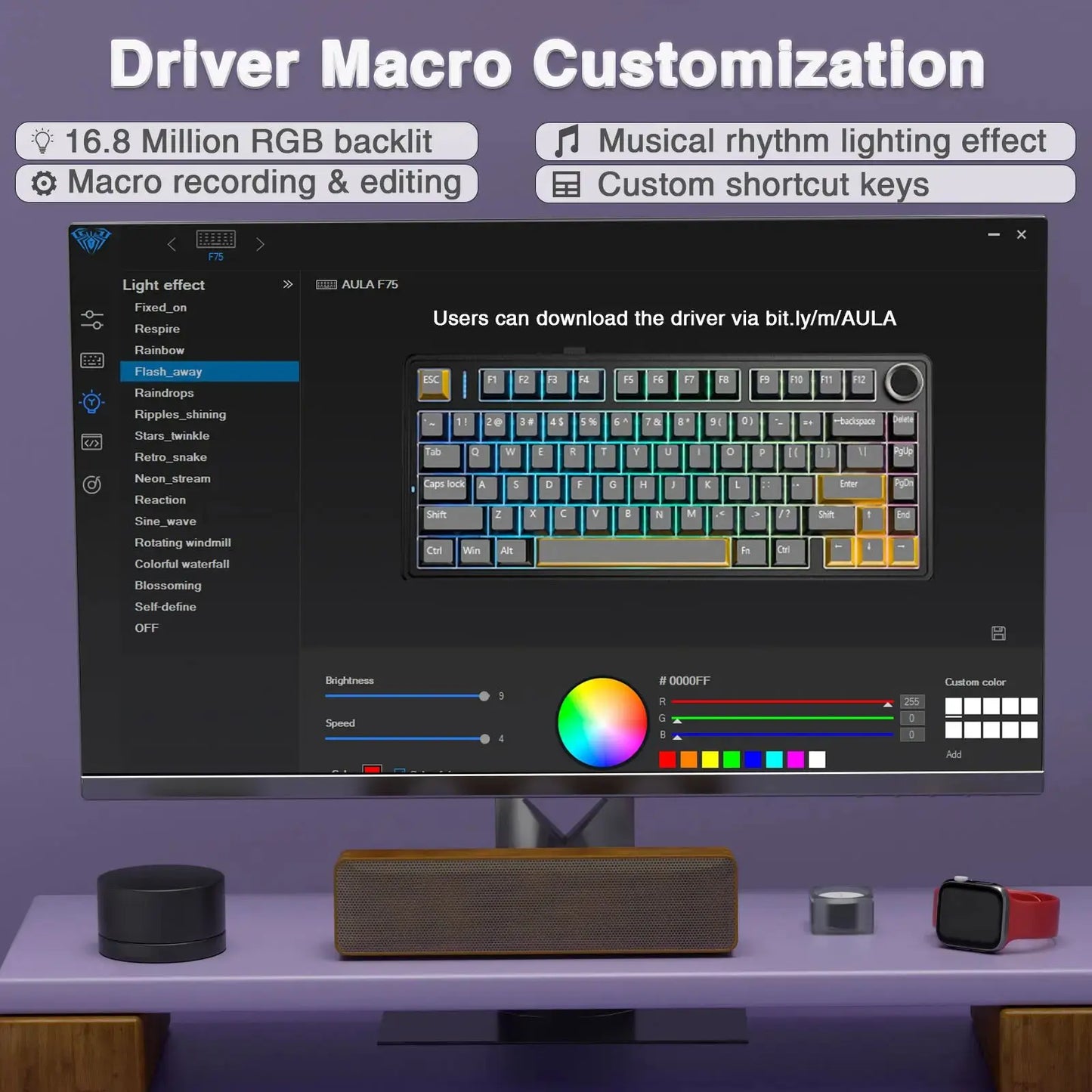 AULA F75 Pro Wireless Mechanical Gaming Keyboard . RGB Hot-Swappable Tri-Mode Keyboard