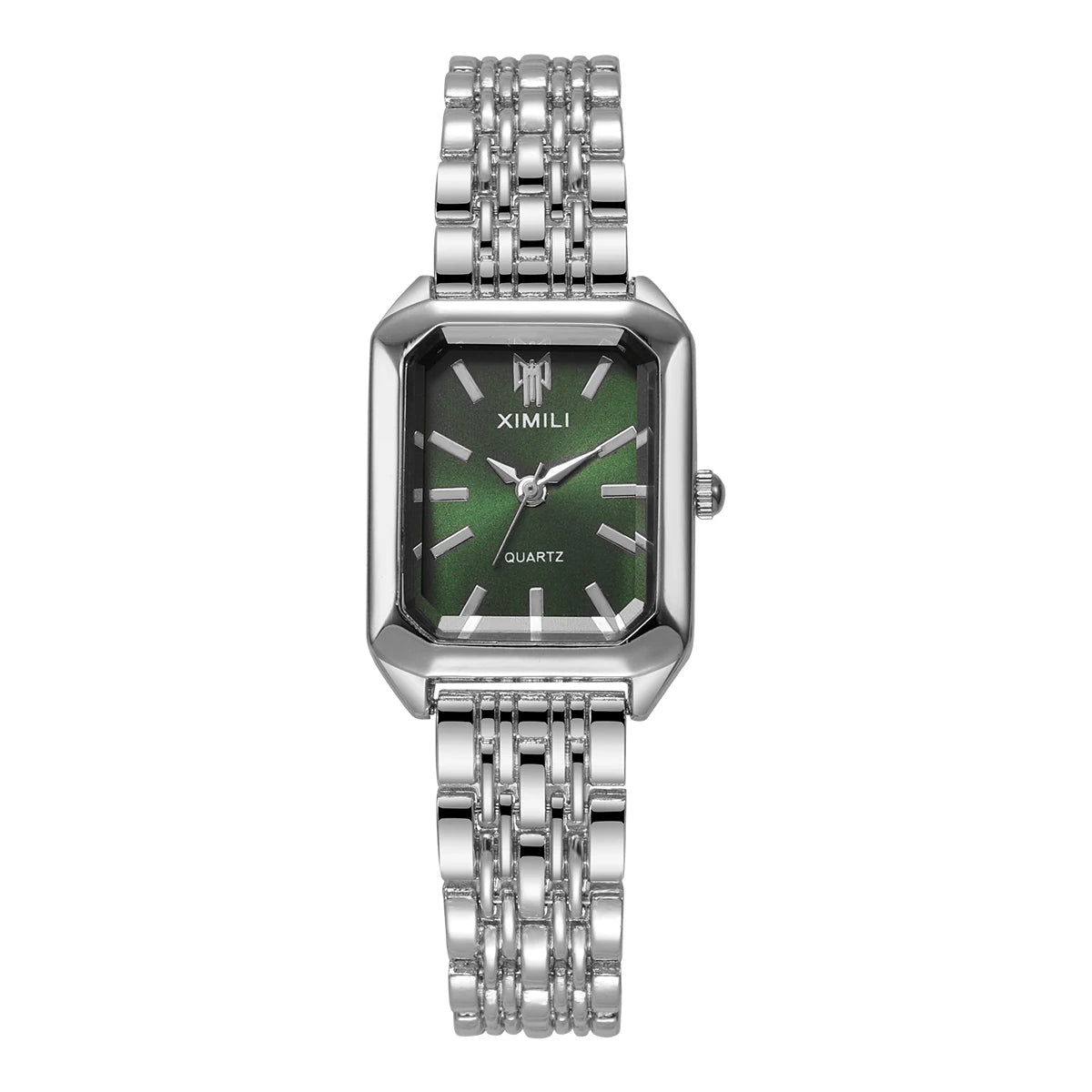 Elegant Women’s Rectangular Quartz Watch. Stainless Steel Bracelet Fashion Timepiece