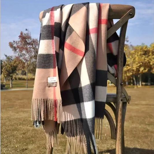 190*70cm Winter Scarf Women Classic Lattice Pashmina Scarf Soft Female Cashmere Scarves Shawls Wraps Handkerchief towel 2025
