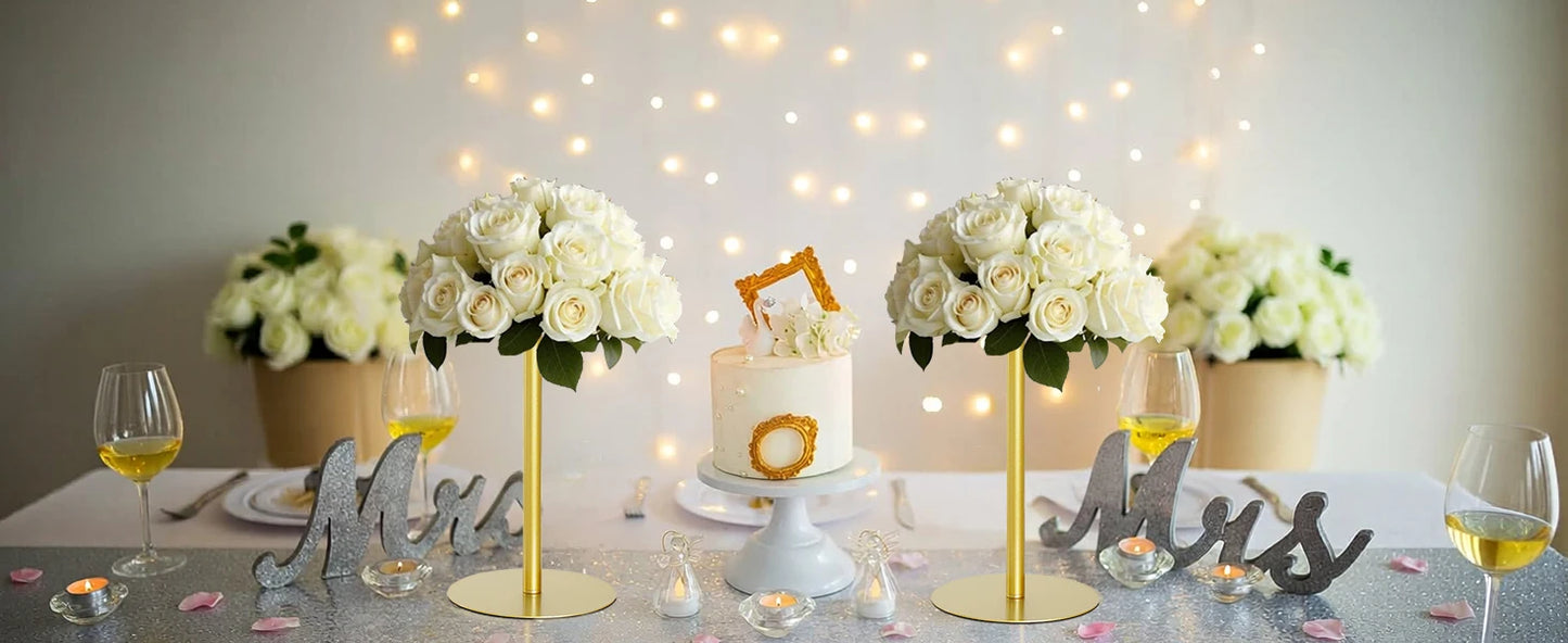 4-Piece Gold Metal Flower Stand Set . Elegant Wedding Centerpiece Stands for Floral Arrangements, Parties & Event Décor