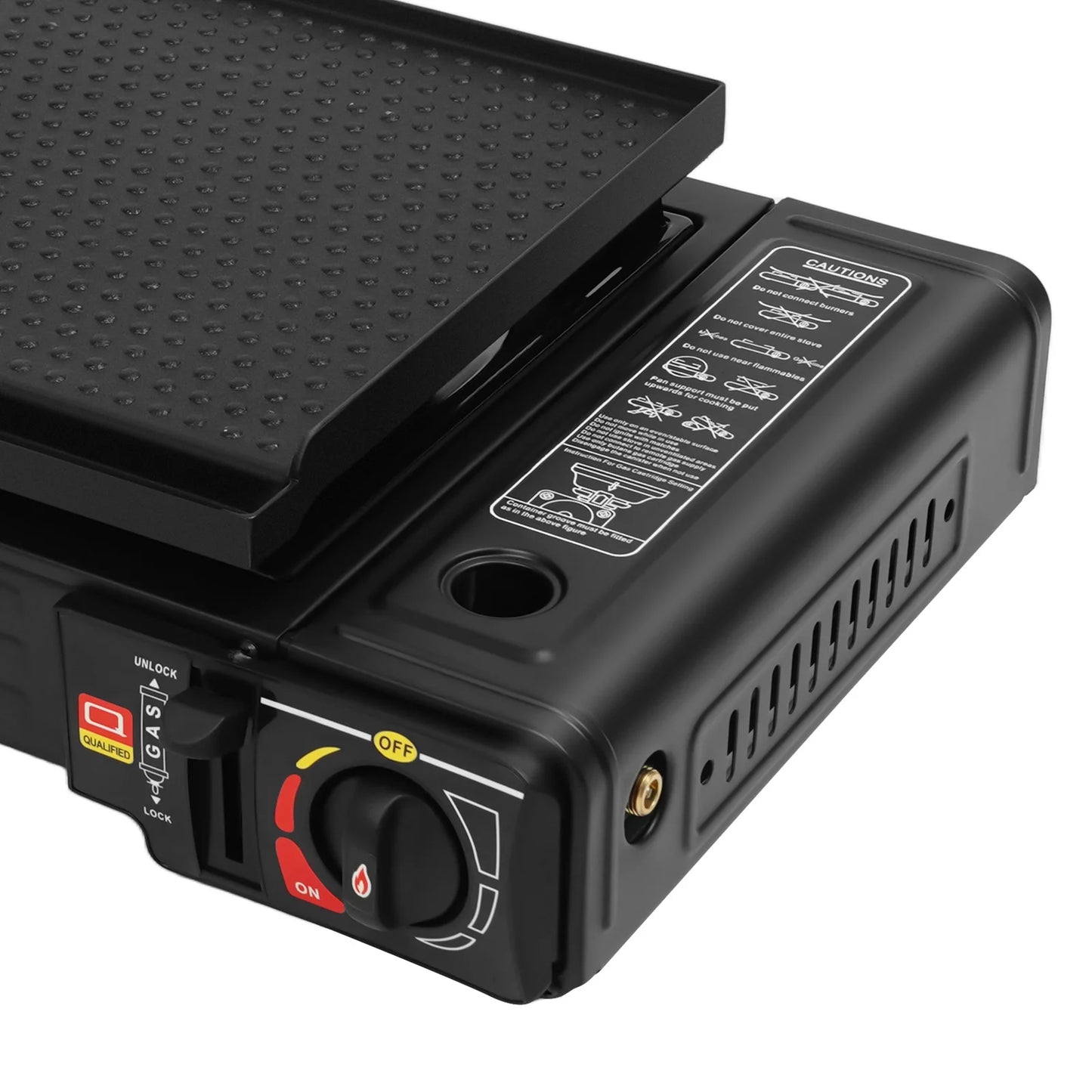 Portable 2-Burner Camping Stove & Grill Combo . 2500W Outdoor Cooking System  Description: