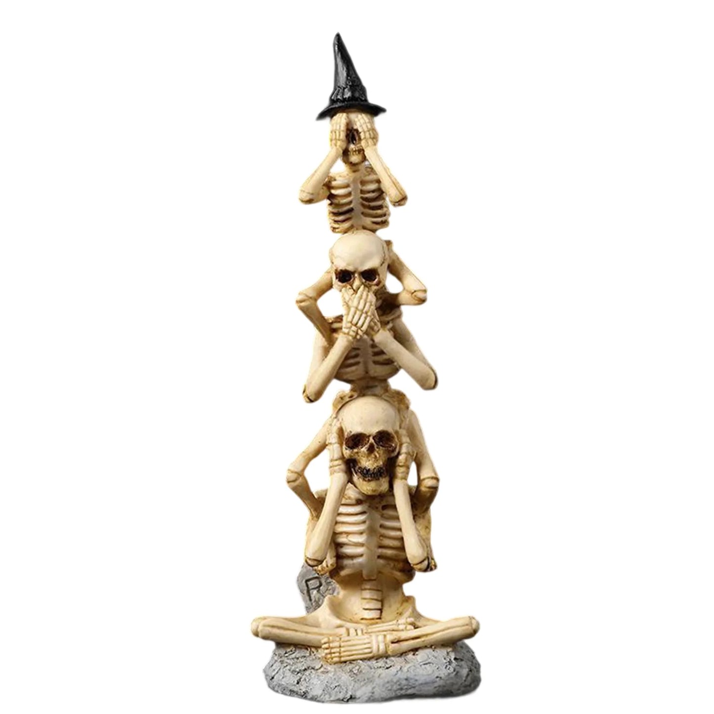 Spooky Halloween Skeleton Tower Trio Figurine Skull Decor