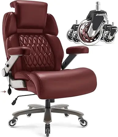 Big and Tall Office Chair 700lbs - Adjustable Headrest&Lumbar Support, 3D Flip Arms, Large Wheels &Heavy Duty Metal Base, Ergono