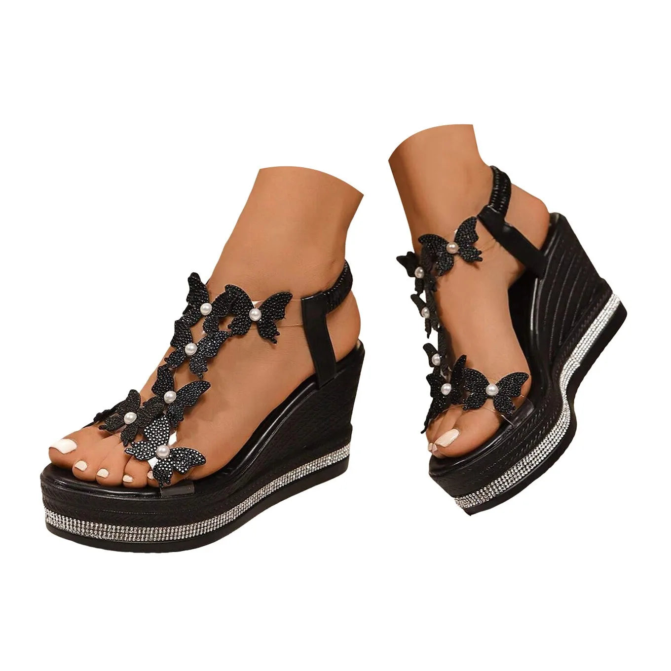 Elegant Butterfly Wedge Heel Sandals for Women