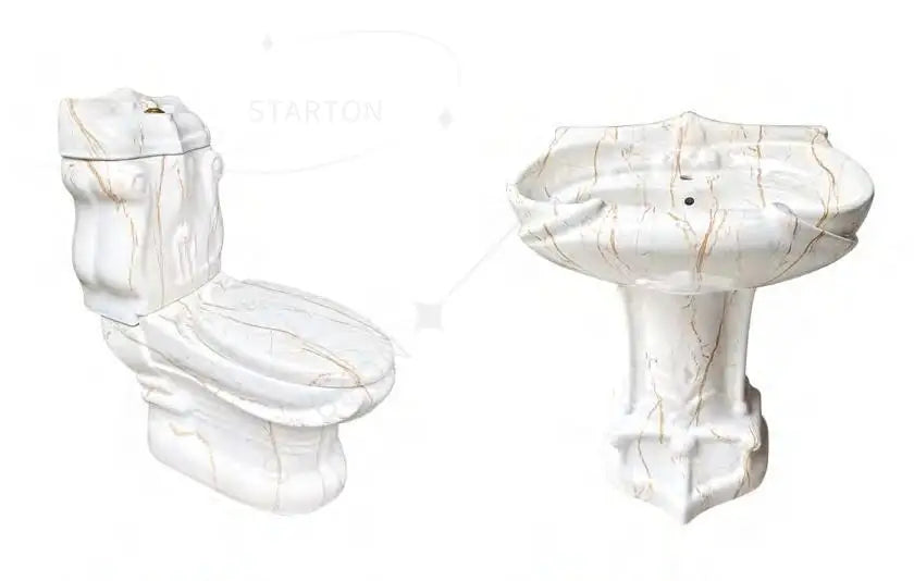 Luxury Gold Electroplated One-Piece Ceramic Toilet . Modern Designer Bathroom Fixture