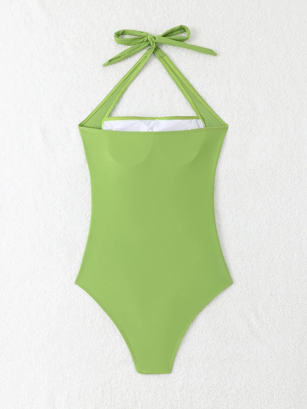 Women’s Solid Halter One-Piece Swimsuit.  Backless Push-Up Swimwear  Description