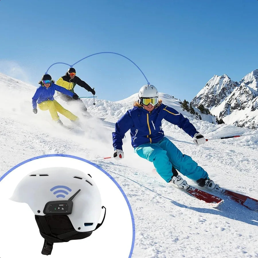 V6 Motorcycle Bluetooth Headset 2 Riders Motorcycle Intercom Helmet Communication System with Noise Reduction and Bluetooth 5.1