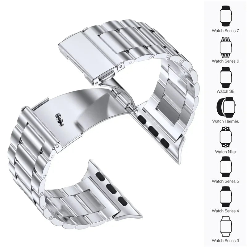 Premium Stainless Steel Apple Watch Band .Luxury Metal Replacement Strap