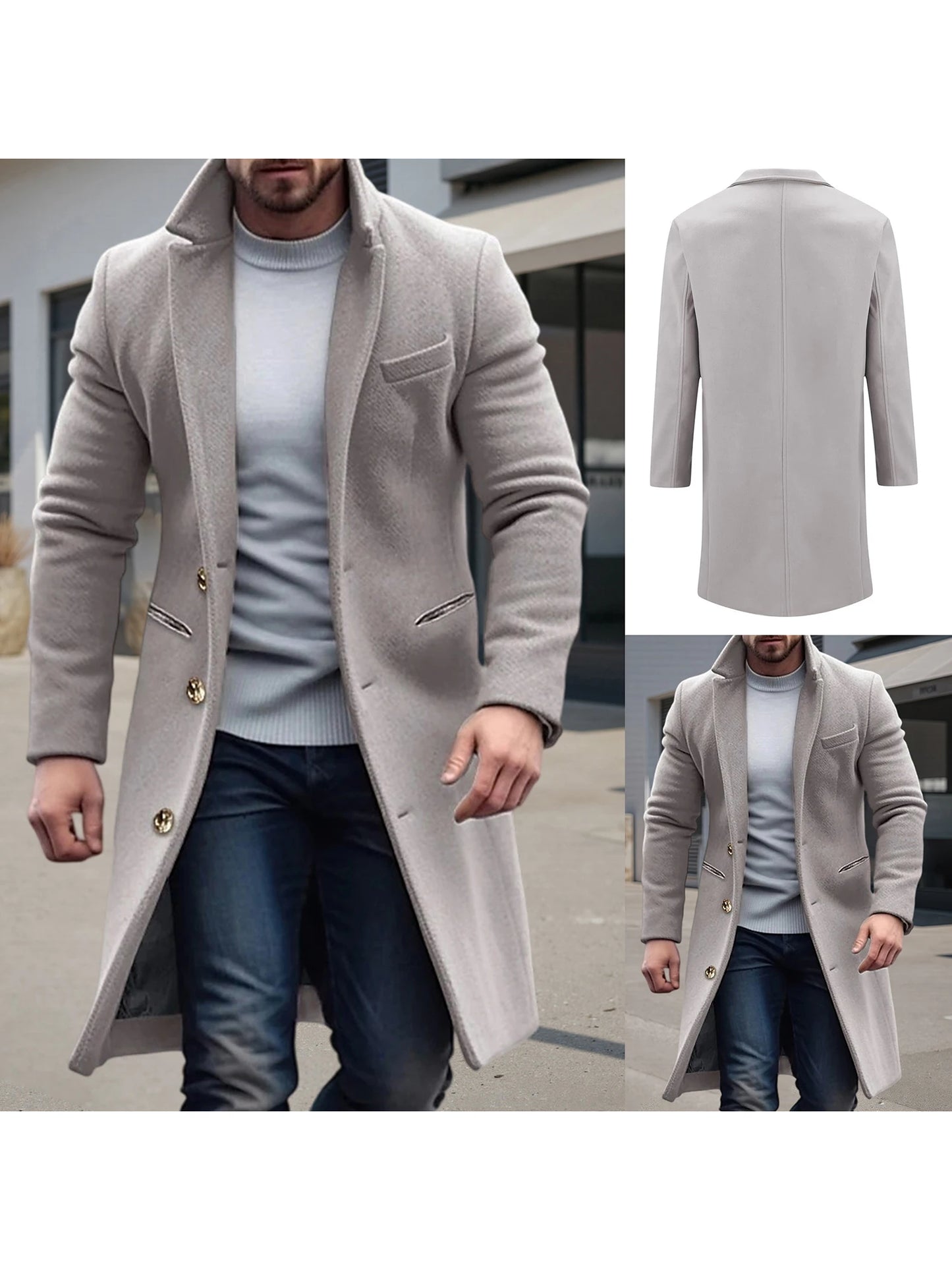 Men’s Slim Fit Knit Pea Coat Cardigan