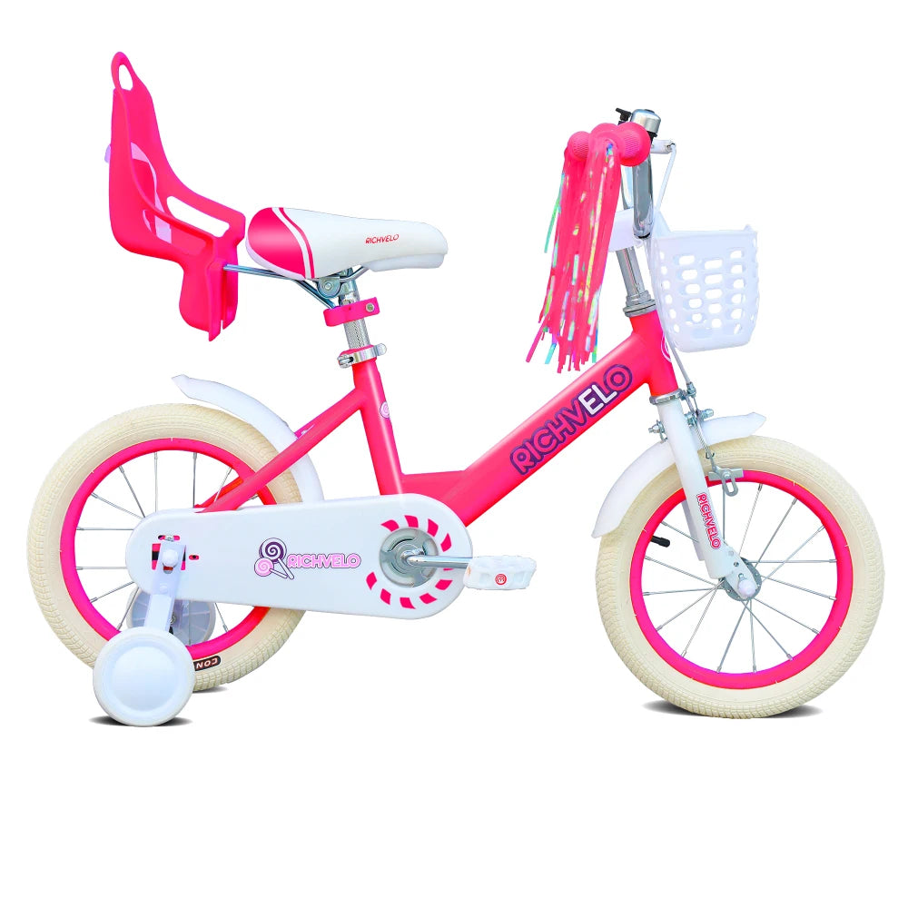 Kids Bicycle with Training Wheels. 12/14/16 Inch Adjustable Children’s Bike with Basket