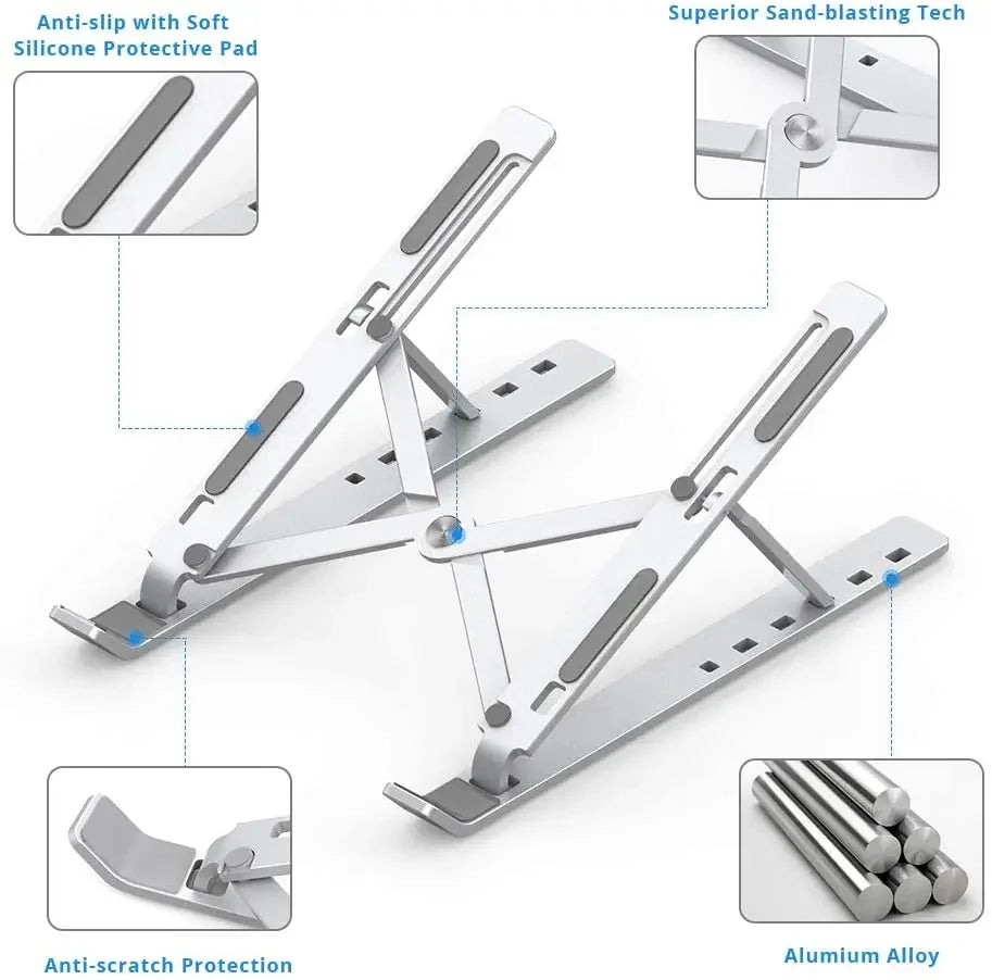 Adjustable Folding Aluminum Laptop Stand . Portable Desk Support