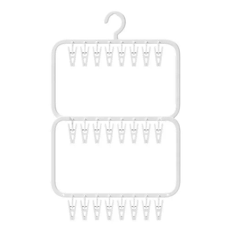 Multi-Clip Sock & Laundry Drying Hanger for Socks, Underwear, Baby Clothes & Delicates