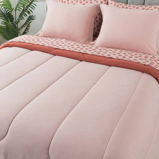 7 Piece Reversible Bed in a Bag Comforter Set with Sheets Hypoallergenic Soft Polyester Kids Teens Adults Storage Bag