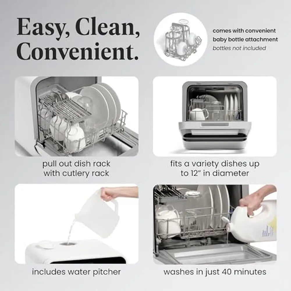 Portable Countertop Dishwasher 5L Water Tank 5-Program Home RV Apartment Washing Glass Baby