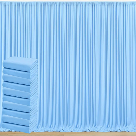 12 Panels-5ft x 10ft Baby Blue Backdrop Curtains for Parties,  Soft Silky Polyester Photo Backdrop Drapes for Weddings Birthday