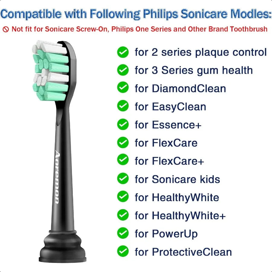 Sonicare Replacement Heads For Philips Snap On Black 8 Pack